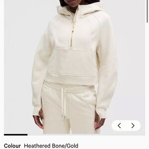 Lululemon Oversized Half-Zip Scuba- Heathered Bone, Gold Zip